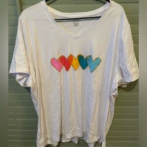 NWOT Kim Rogers Women's Rainbow Heart T-shirt Size 1X